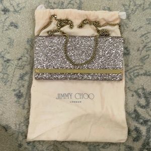 Jimmy Choo MILLA Antique Gold Glitter Clutch